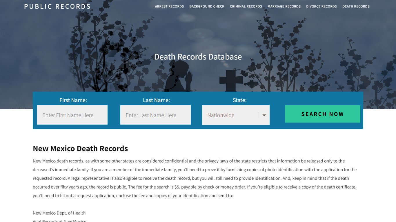 New Mexico Death Records | Enter Name and Search. 14Days Free