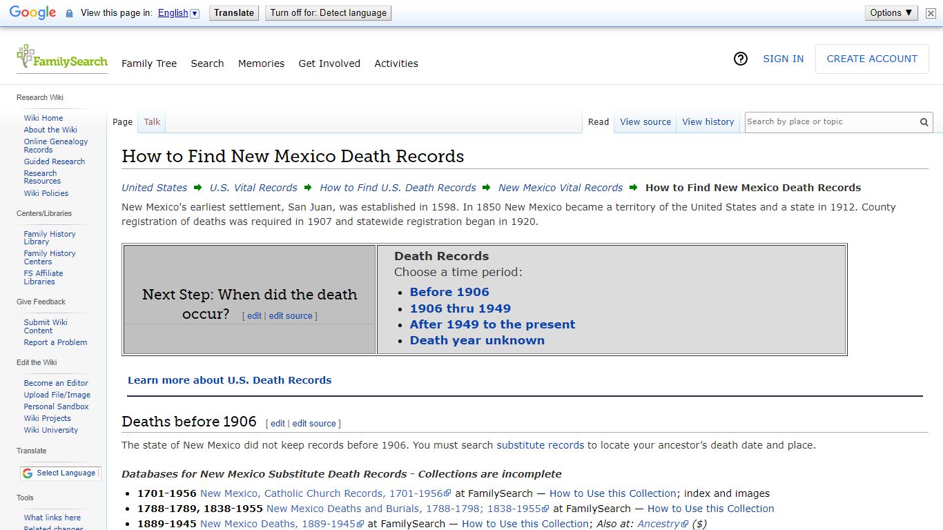 How to Find New Mexico Death Records - FamilySearch Wiki