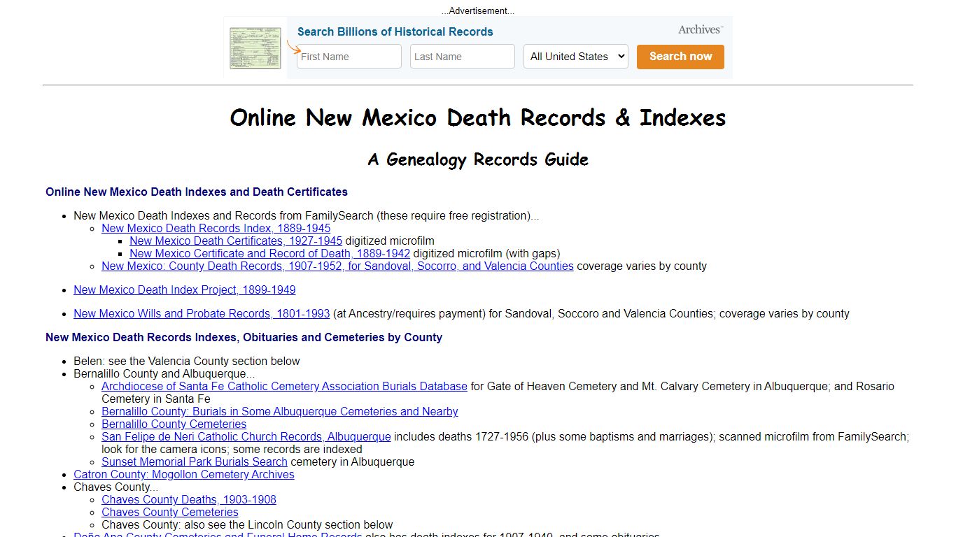 Online New Mexico Death Indexes, Records & Obituaries